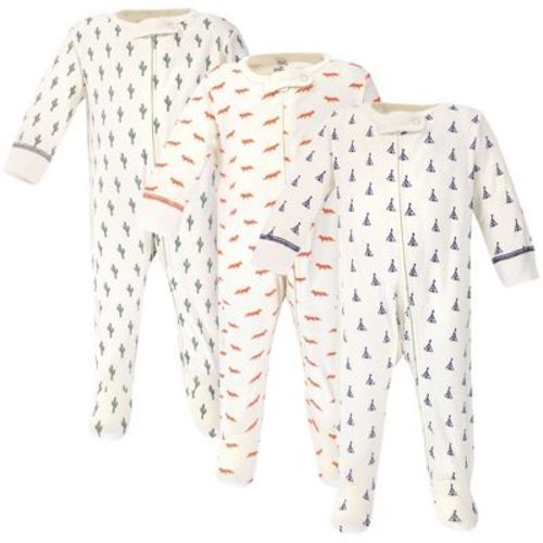 Touched by Nature Baby Organic Cotton Zipper Sleep and Play 3pk, Cactus, 3-6M