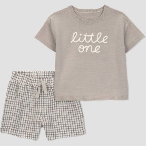 Carter's Just One You® Baby Boys' 2pc Little One Sweater T-Shirt and Shorts Set - Brown 12M