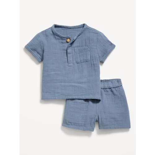 Double-Weave Pocket T-Shirt and Shorts Set for Baby