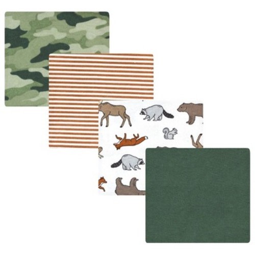 Luvable Friends Hudson Baby Flannel Receiving Blankets 4pk, Woodland Animal Adventure