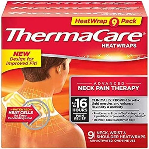 ThermaCare Advanced Neck Pain Therapy HeatWraps - Air-Activated Heat Pads for Neck, Shoulder, & Wrist Pain Relief - Up to 16 Hours - Clinically-Proven - Flexible Fit for Targeted Comfort - 9-Count