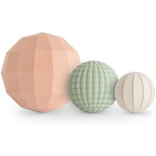 mushie Silicone Nesting Spheres Sensory Toy (Blush) | Pack of 3