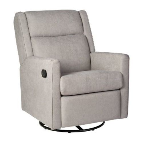 Flash Furniture Cash Swivel Glider Rocker Recliner Chair, Manual 360 Degree Swivel Recliner Perfect for Living Room, Bedroom, or Nursery, Color: Light gray