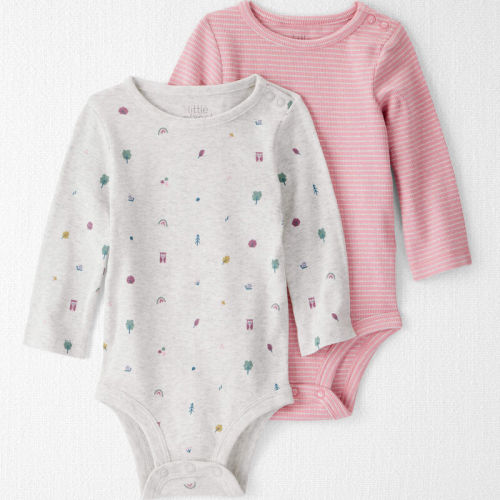 Icon Town, Pink Stripes Baby 2-Pack Organic Cotton Bodysuits | Carter’s Oshkosh Canada
