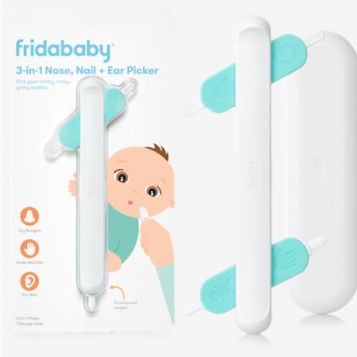 Frida Baby 3-in-1 Nose, Nail + Ear Wax Removal Tool, Baby Ear Cleaner + Baby Nose Cleaner and Nail Tool for Babies + Toddlers, Safely Clean Baby's Boogers