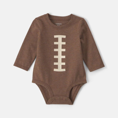 Baby Boy Football Long-Sleeve Graphic Bodysuit - Brown | Carter’s Oshkosh Canada