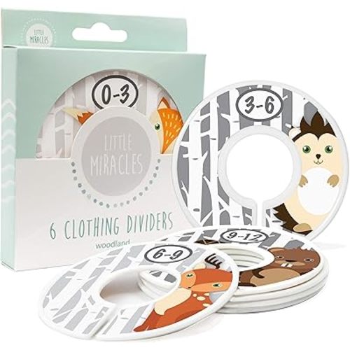 Baby Closet Size Dividers - Woodland Nursery Closet Dividers for Baby Clothes - Fox Deer Bear Hedgehog Beaver Nursery Decor - Baby Closet Dividers for Boy or Girl - [Woodland] [Grey/Gray]