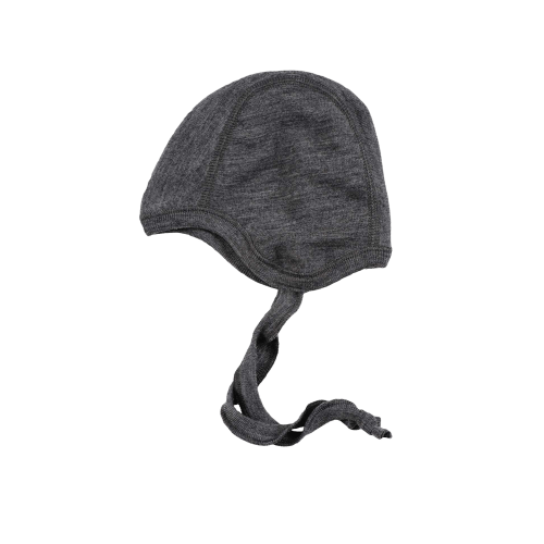 Merino Wool Baby Bonnet in Dark grey melange