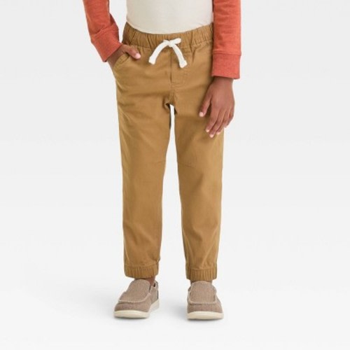 Toddler Boys' Woven Jogger Pants - Cat & Jack™ Dapper Brown 12M: Cotton Twill, Elastic Waist, Pockets