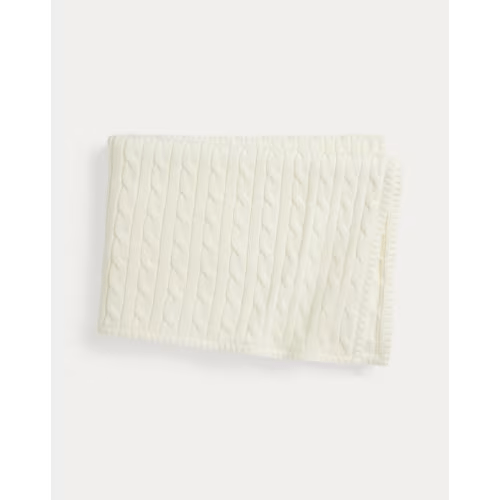Ralph Lauren Cable-Knit Baby Blanket Trophy Cream