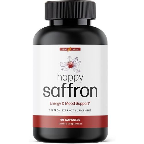 Ultra6 Nutrition Happy Saffron Supplements - 100% Pure Saffron Extract Supplement for Eye Health Support - Mood Enhancer for Women & Men (90 Servings)
