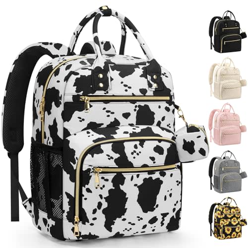 Diaper Bag Backpack,Baby Essentials Diapers Bag with Pacifier Case,Multipurpose Stylish Large Capacity Travel Backpack for Baby Girl/Boy(M-Cow Print)