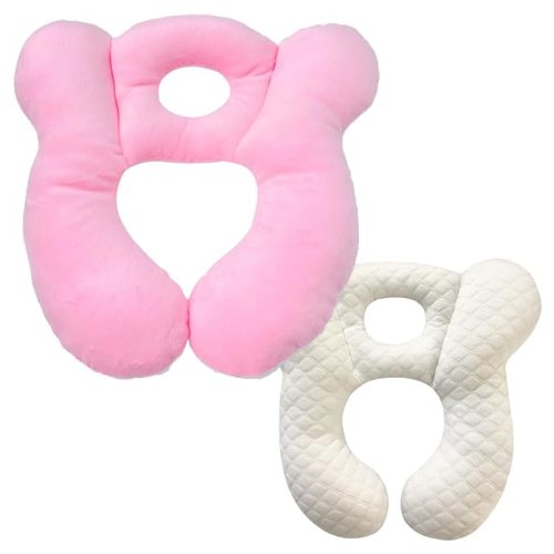 Baby Travel Pillow, Infant Kid's Cushion Soft and Skin Friendly for Car Seat, Pushchair and Stroller (Plush Pink)