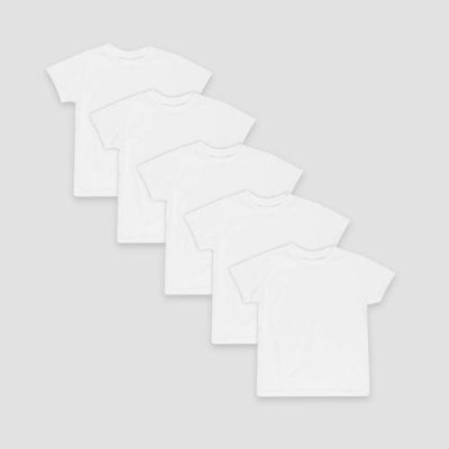 Hanes Boys' 5pk Crew Neck T-Shirt - White XS: Tagless, Moisture Wicking, Lightweight Fabric
