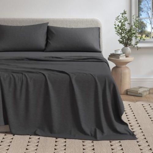 100% Organic Cotton Jersey Sheet Set - Great Bay Home (King, Charcoal)