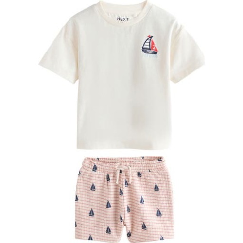 Kids' Boat Graphic T-Shirt & Shorts Set, 12-18M