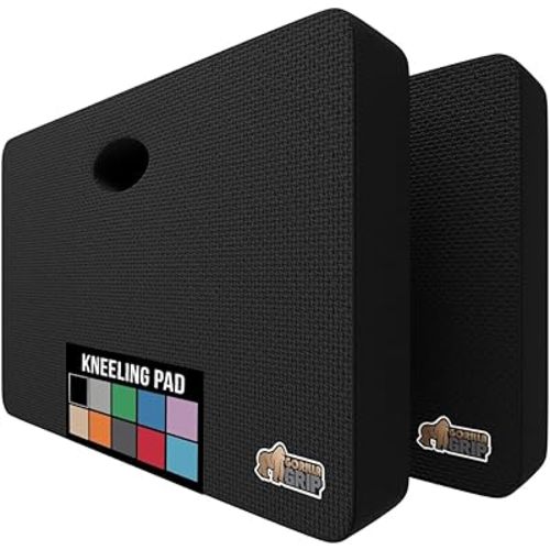 GORILLA GRIP Extra Thick Patent Pending Garden Kneeling Pad, 17.5 x 11 Inch Supportive Soft Foam Knee Cushioning for Gardening, Water Resistant, Bathing Baby Working Supplies, Lightweight 2 Pack Black