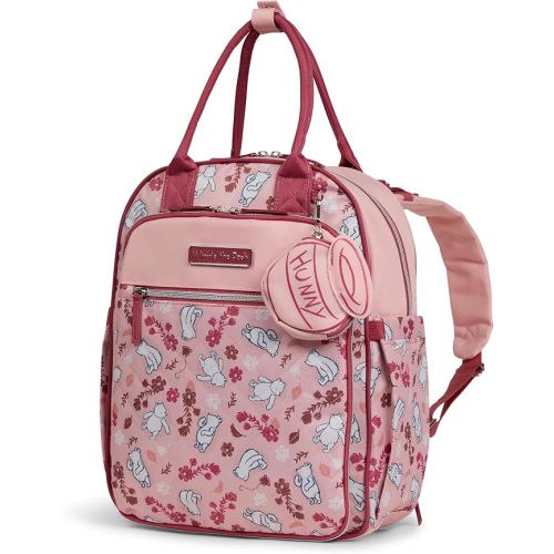 Disney Diaper Bag Backpack with Changing Pad Winnie the Pooh – 16” Nylon Baby Bag for Parents, Insulated Bottle Holders, Multiple Storage Pockets