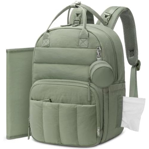 ZOMFELT Quilted Diaper Bag Backpack, Lightweight Baby Bag with Changing Pad