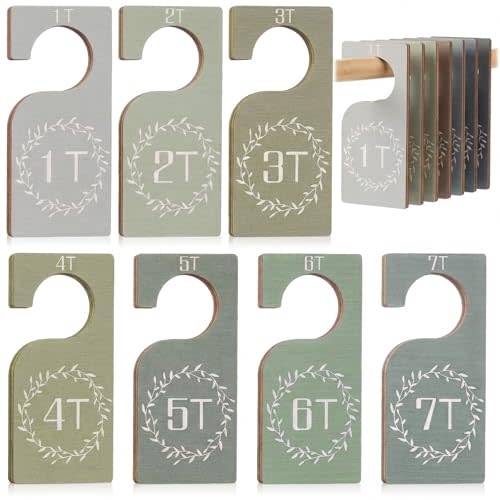 Patelai 7 Pcs Baby Closet Dividers Wooden Clothes Organizer, Green | 1t to 7t Toddler Closet Organizer, Hanger Closet Dividers, Nursery Organization for Home Baby Kids Newborn Infant Clothes