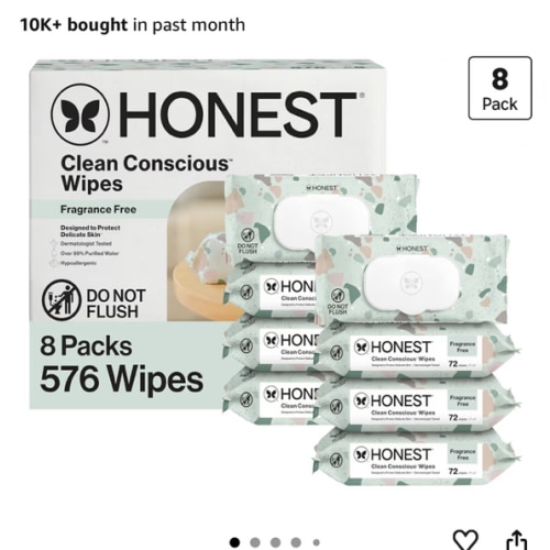 Amazon.com: The Honest Company Baby Wipes for Sensitive Skin, Hypoallergenic, Fragrance-Free, Multi-Use, Geo Mood Design, 576 Count (8 Packs of 72)