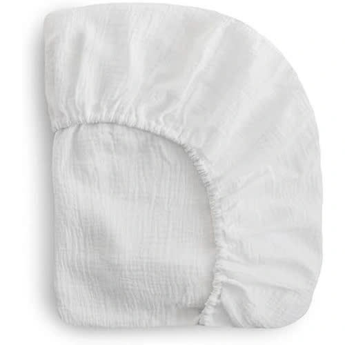 mushie Extra Soft Muslin Fitted Crib Sheet, 28"x 52" - White