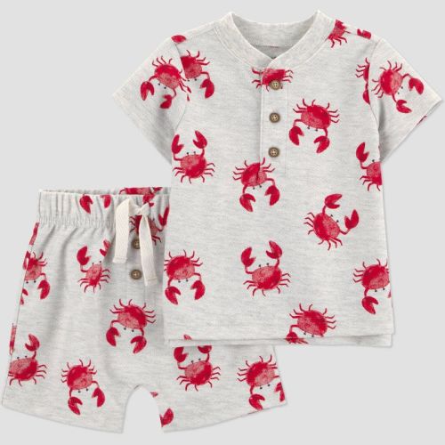 Carter's Just One You® Baby Boys' 2pc Crab Graphic T-Shirt and Shorts Set - Red/Gray 6M