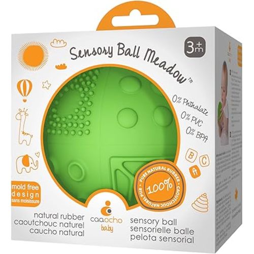 caaocho Pure Natural Rubber Sensory Ball Meadow 3" - Sealed Hole, BPA Free Baby Ball Toy, for Sensory Play, for Sensory Development, Hole Free Baby Toy, Perfect Bouncer, Without Hole