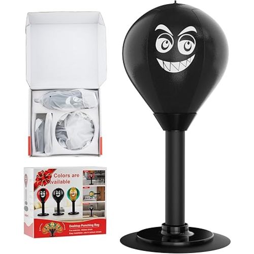 Desktop Punching Bag with Suction Cup - Punch Away Stress, Heavy Duty Office Desk Stress Ball for Adults & Kids, Fun Boxing Toy for Coworkers, Friends