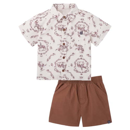 Modern Moments by Gerber Baby and Toddler Boy Button Front Shirt and Short Set, 2-Piece, Sizes 0/3 Months - 5T