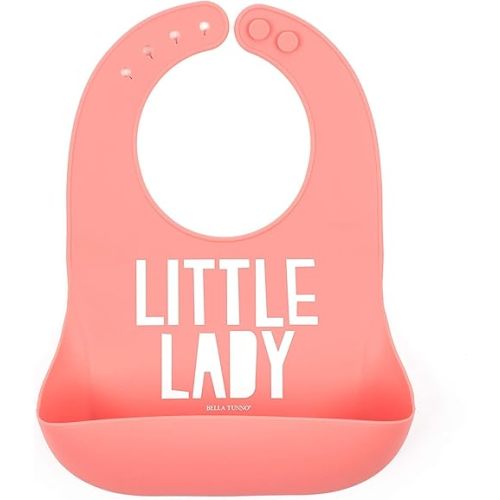 Bella Tunno Wonder Bib - Adjustable Silicone Baby Bibs for Girls, Durable and Waterproof BPA Free Silicone, Little Lady