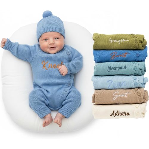 100% Cotton Baby Romper Set with Personalized Embroidery | Newborn Outfit (0-1M), 12 Colors | Soft, Comfortable & Perfect for Gifts