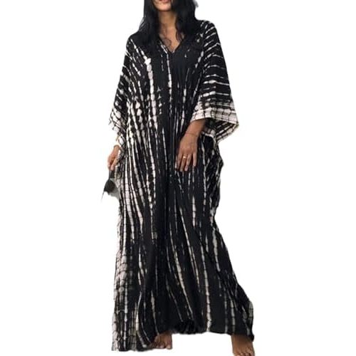 Kaftan Dresses for Women Plus Size Summer Beach Dress with Print and Swim Cover Ups