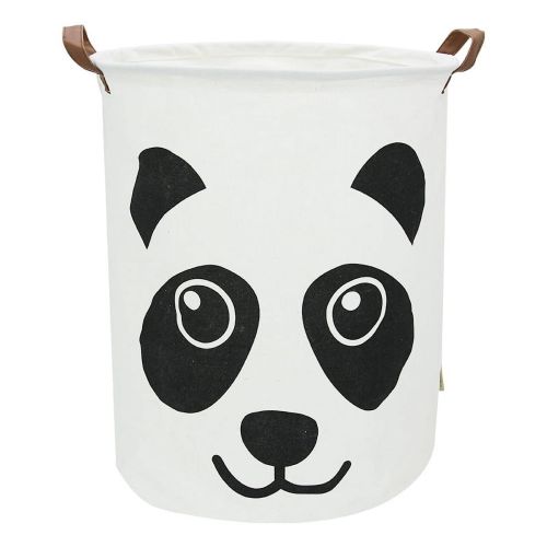 AUCHEN Baby Laundry Hamper, 19.7" Large Capacity Collapsible Round Storage Bin /Large Storage Basket /Clothes Laundry Hamper /Toy Storage Bin for Kids Baby Girl Boy Bedroom Bathroom - Black Panda