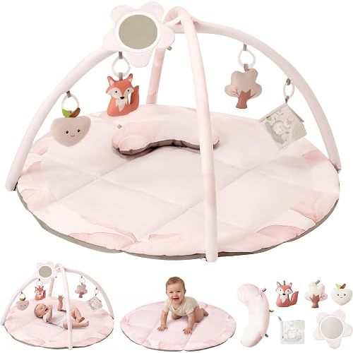 Baby Play Gym & Mat, Tummy Time Mat for Babies 0-12 Months, Pink