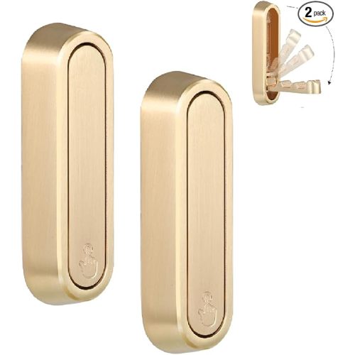 Folding Coat Hooks, 2 Pcs Foldable Gold Wall Hooks Heavy Duty Foldable Hook Bathroom Towel Hooks Robe Hooks Wall Mounted for Hanging Coat Towels Clothes Hat Bags Keys