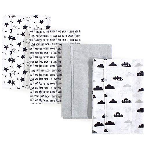 Hudson Baby Unisex Baby Cotton Flannel Burp Cloths, Moon And Back, One Size