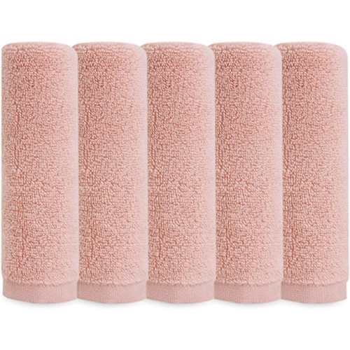 Natemia Organic Baby Washcloths (5 Pack, 12” x 12”) – 100% Organic Cotton – Ultra-Soft Baby Towels for Sensitive Skin – Newborn, Boys & Girls – Bathtime Wash Cloths, Baby Registry Must-Have (Pink)
