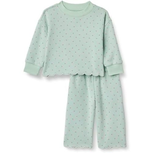 Amazon Essentials X Sofia Grainge Unisex Babies' French Terry Pant and Top Set, Mint Little Strawberries, 6-9 Months