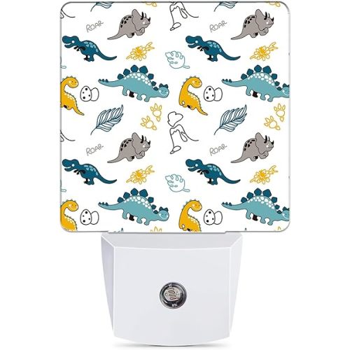 Dino Night Light, Funny Dinosaurs Night Lights Plug into Wall Decor for Bedroom, Bathroom, Hallway, Kitchen, Dusk to Dawn Sensor Nightlights for Boys Girls Women Men Room Gifts