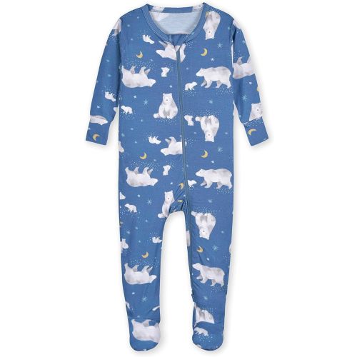 Gerber Baby Girls Buttery-soft Snug Fit Footed Pajamas Made From Eucalyptus And Toddler Sleepers, Polar Night, 0-3 Months US