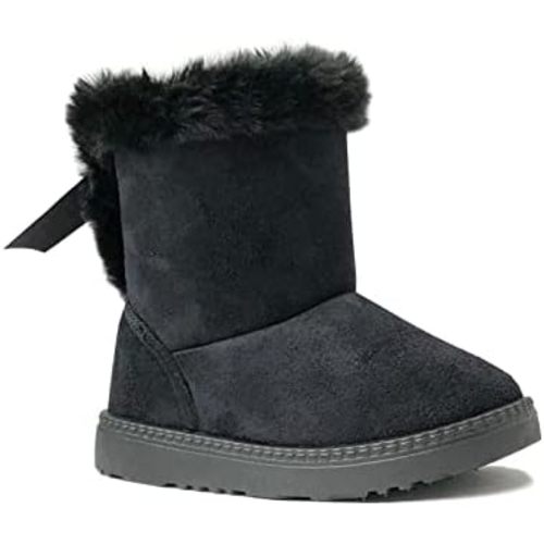 REDVOLUTION Kids Boots Toddler Girls Cute Butterfly Bow | PomPom PU leather Boot (Toddler/Small Kid)