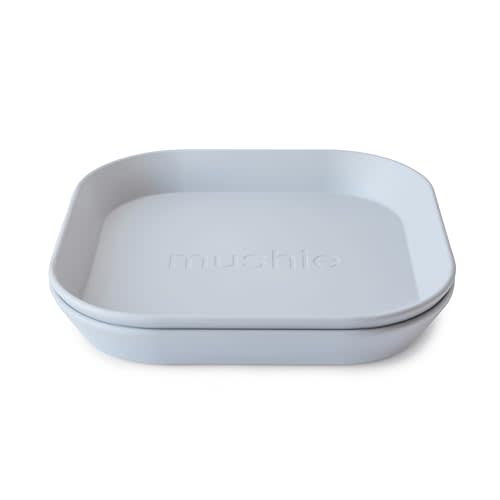 mushie Square Dinnerware Plates for Kids | Made in Denmark, Set of 2 (Cloud)
