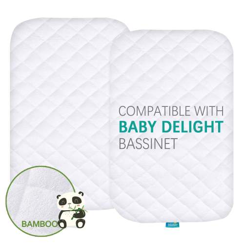Bassinet Fitted Sheets Compatible with Baby Delight Beside Me Dreamer Bassinet - 2 Pack Cotton