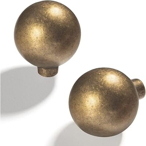 Goo-Ki Antique Brass zinc Alloy Cabinet Pull for Dresser,Wardrobe,Cupboard- Single knob 6 Pack