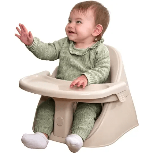 Boppy Proper Posture Floor & Booster Seat, Infant Seat & Washer-Safe Tray | Ergonomic Infant and Toddler Seat, Removable Washable Tray and Back Support for 4-36 Months, Floor or Booster Use - Oatmeal