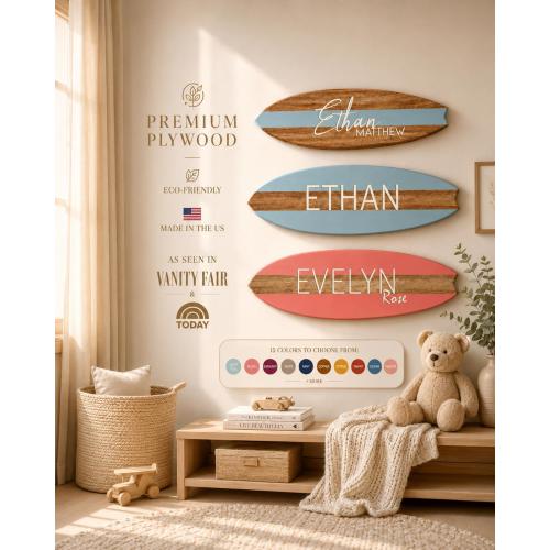 Surfboard name sign |wooden surfboard wall decor|Surf Ocean Nursery Decor Personalized Above Crib Sign,Decorative Surfboard Sign,Beach baby