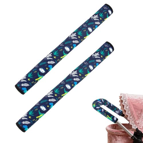 Stroller Handle Cover,Stroller Handlebar Cover,2 Pack Pushchair Armrest Sleeve Handle Protector Covers,Universal Protective Case for Pram Strollers Grip Bar,Stroller Accessories Essentials (Dinosaur)