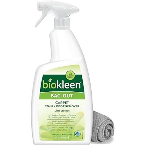 Biokleen Bac-Out Stain Remover for Clothes & Carpet - 32 Ounce - Natural, Enzymatic, Destroys Stains & Odors Safely, for Pet Stains, Laundry, Diapers, Wine, Carpets, Eco-Friendly, Plant-Based