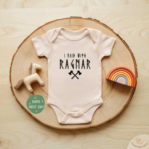 I Raid With Ragnar Baby Onesie®, Viking Baby Outfit, Funny Baby Bodysuit, Cute Baby Shower Gift, Baby Boy Girl, Norse Inspired Clothing